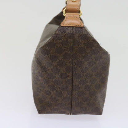 Luxury CELINE Macadam Canvas Hand Bag PVC Leather Brown  am5353