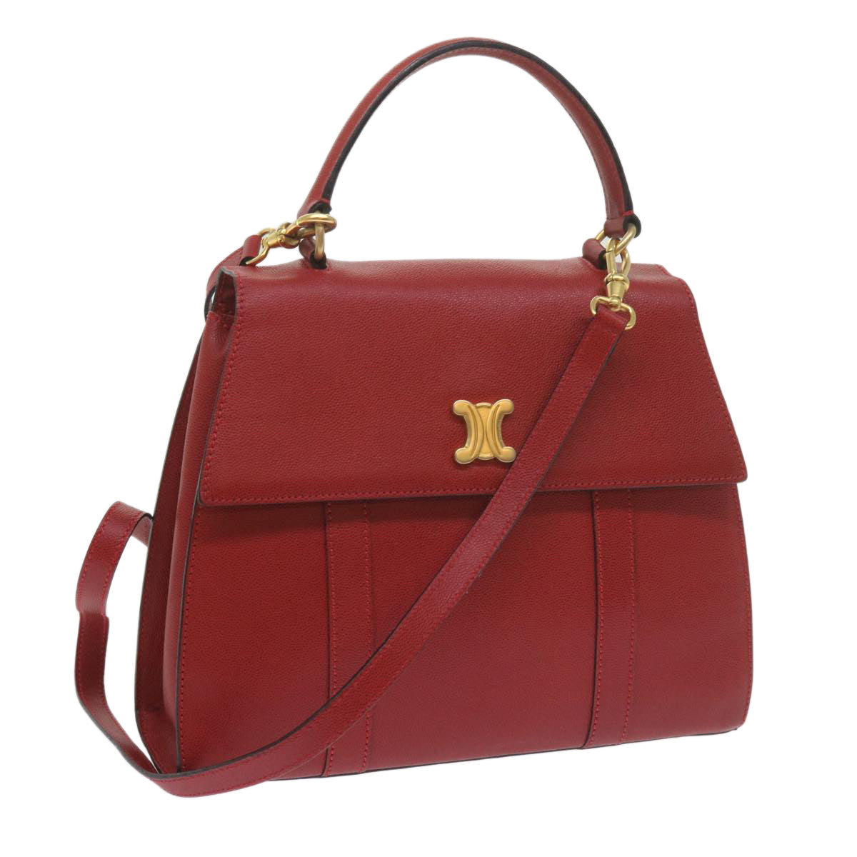 Luxury CELINE Hand Bag Leather 2way Red  am5388