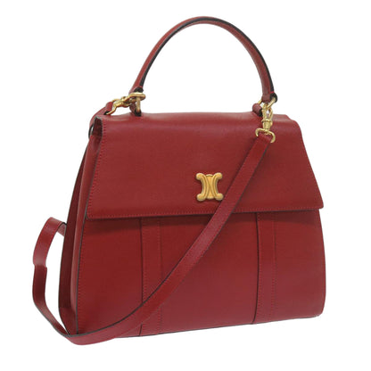 Luxury CELINE Hand Bag Leather 2way Red  am5388