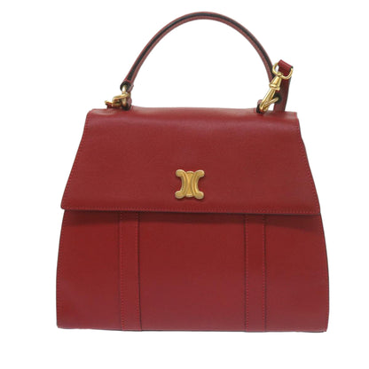 Luxury CELINE Hand Bag Leather 2way Red  am5388