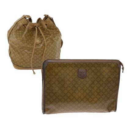 Luxury CELINE Macadam Canvas clutch Shoulder Bag Coated Canvas 2Set Beige  am5464