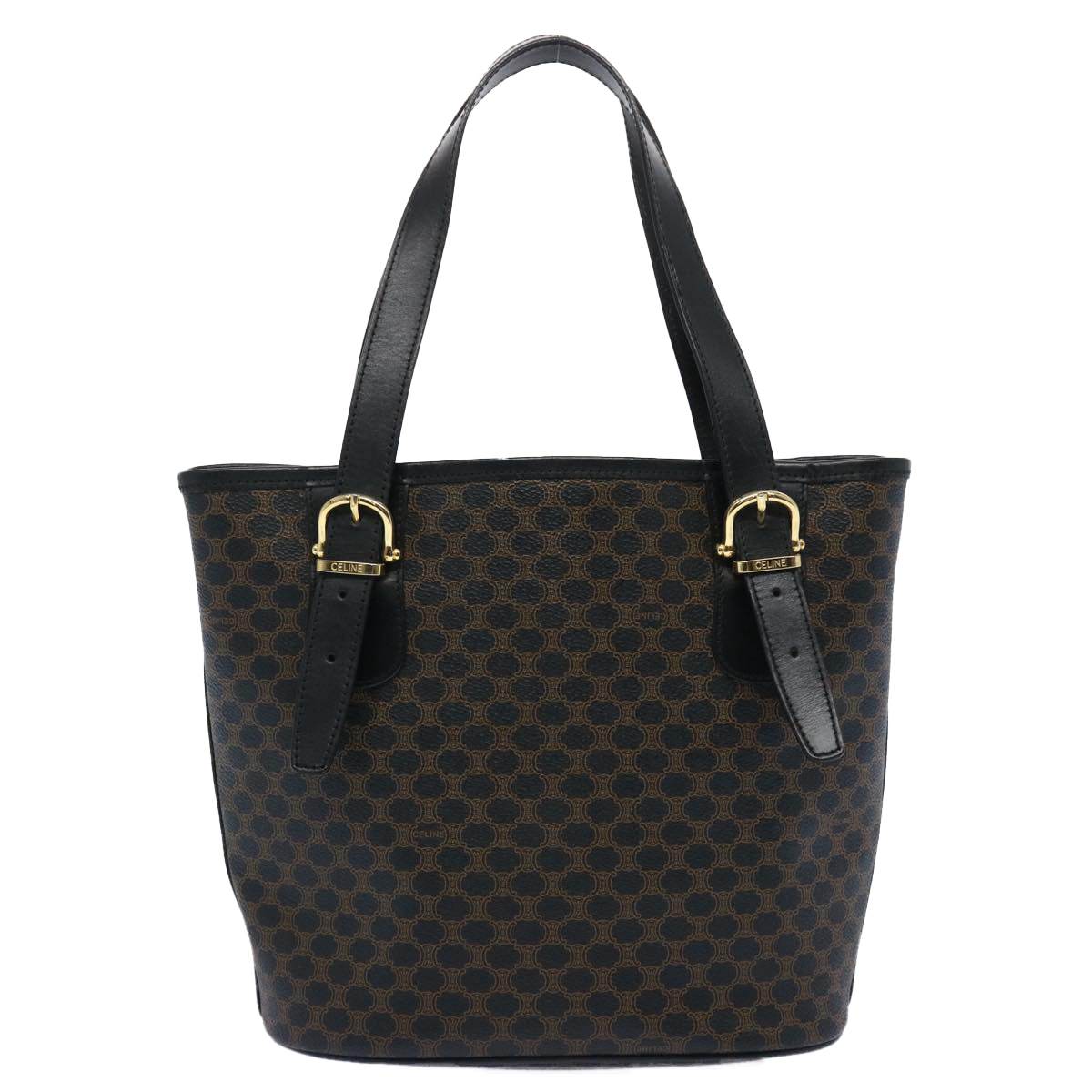 Luxury CELINE Macadam Canvas Tote Bag PVC Leather Black  am5509