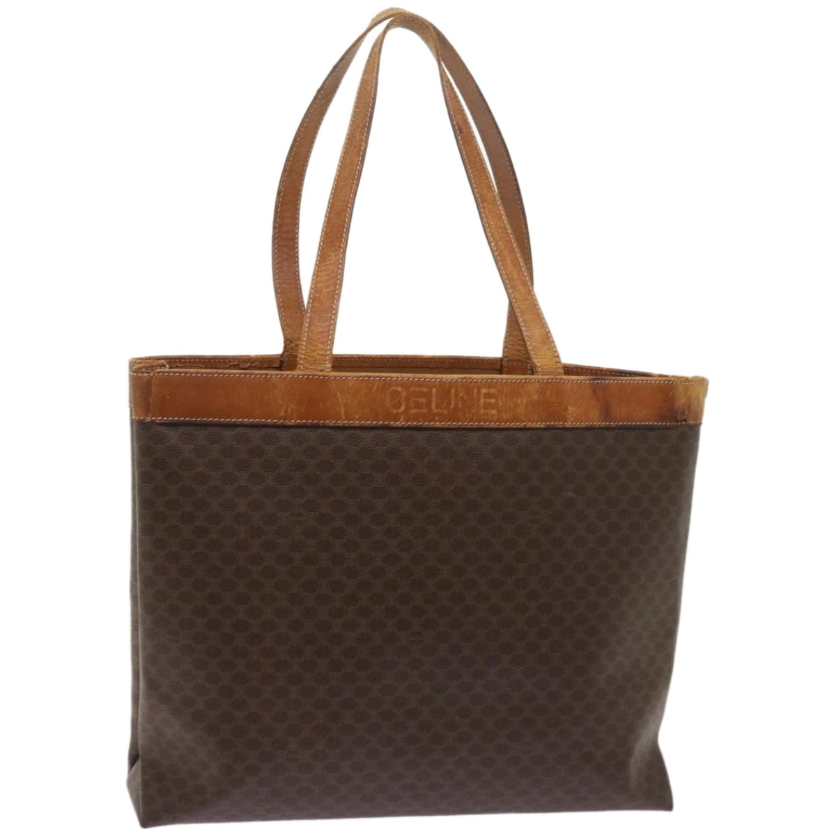 Luxury CELINE Macadam Canvas Tote Bag PVC Brown  am5886