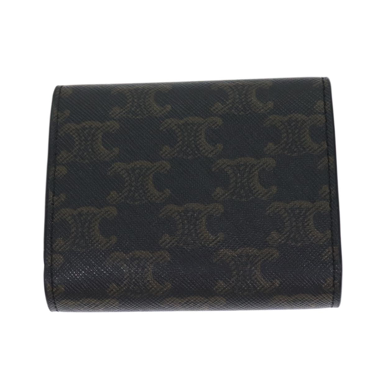 Luxury CELINE Triomphe Macadam Canvas Wallet PVC Black Auth am6037A