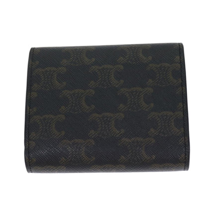 Luxury CELINE Triomphe Macadam Canvas Wallet PVC Black Auth am6037A