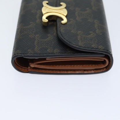 Luxury CELINE Triomphe Macadam Canvas Wallet PVC Black Auth am6037A