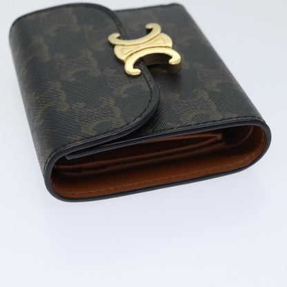 Luxury CELINE Triomphe Macadam Canvas Wallet PVC Black Auth am6037A