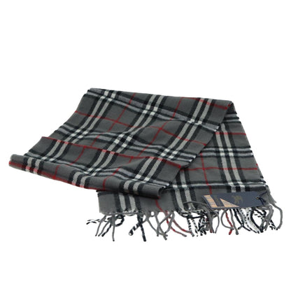 Luxury BurberrySs Nova Check Scarf Wool Gray Auth am6330