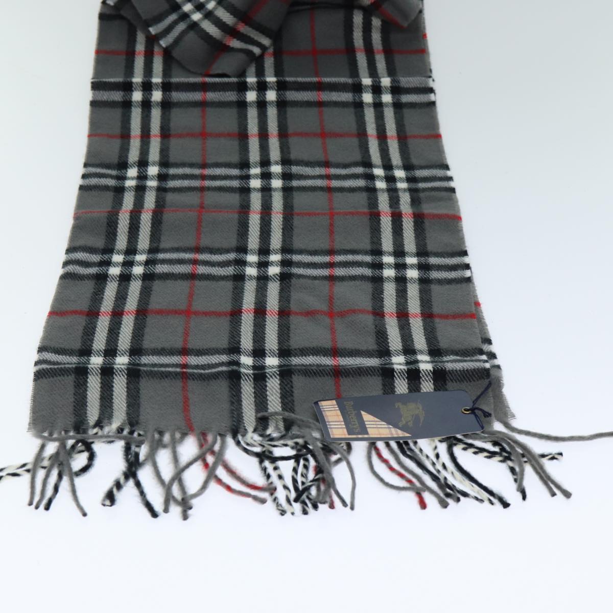 Luxury BurberrySs Nova Check Scarf Wool Gray Auth am6330