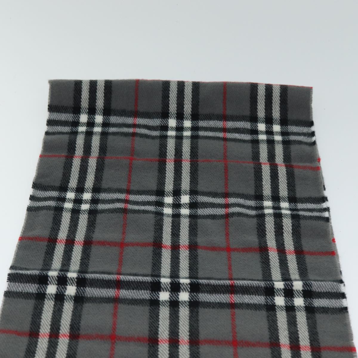 Luxury BurberrySs Nova Check Scarf Wool Gray Auth am6330