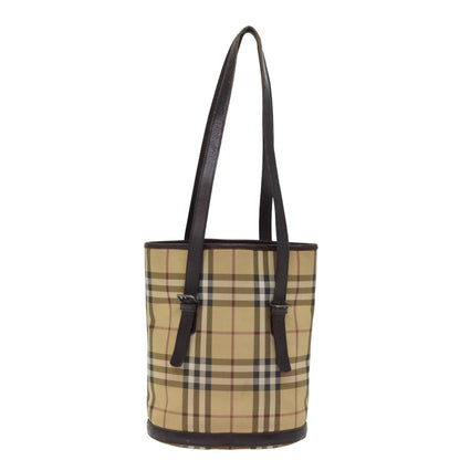 Luxury Burberry Nova Check Shoulder Bag Coated Canvas Beige Auth am6355