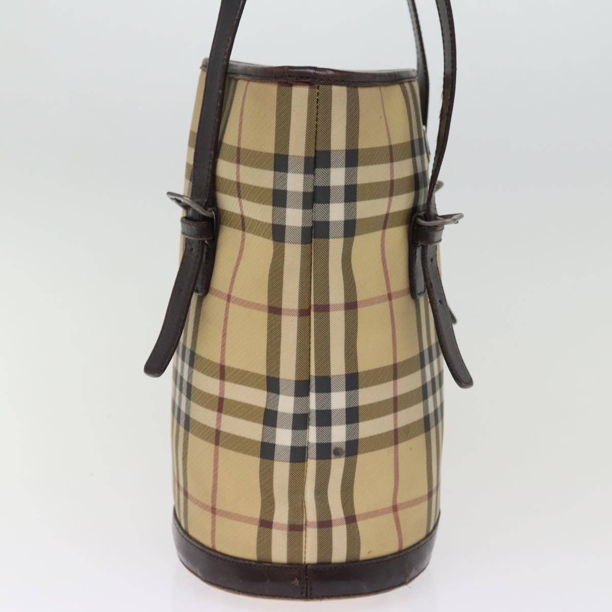 Luxury Burberry Nova Check Shoulder Bag Coated Canvas Beige Auth am6355