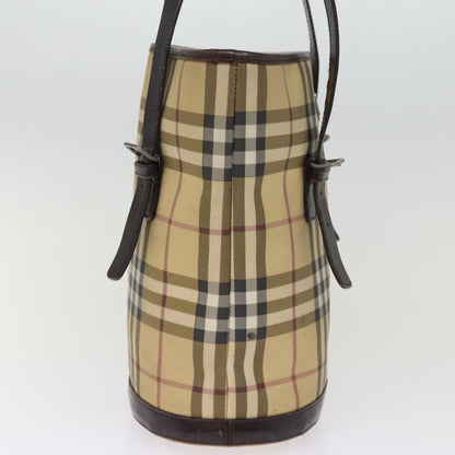 Luxury Burberry Nova Check Shoulder Bag Coated Canvas Beige Auth am6355