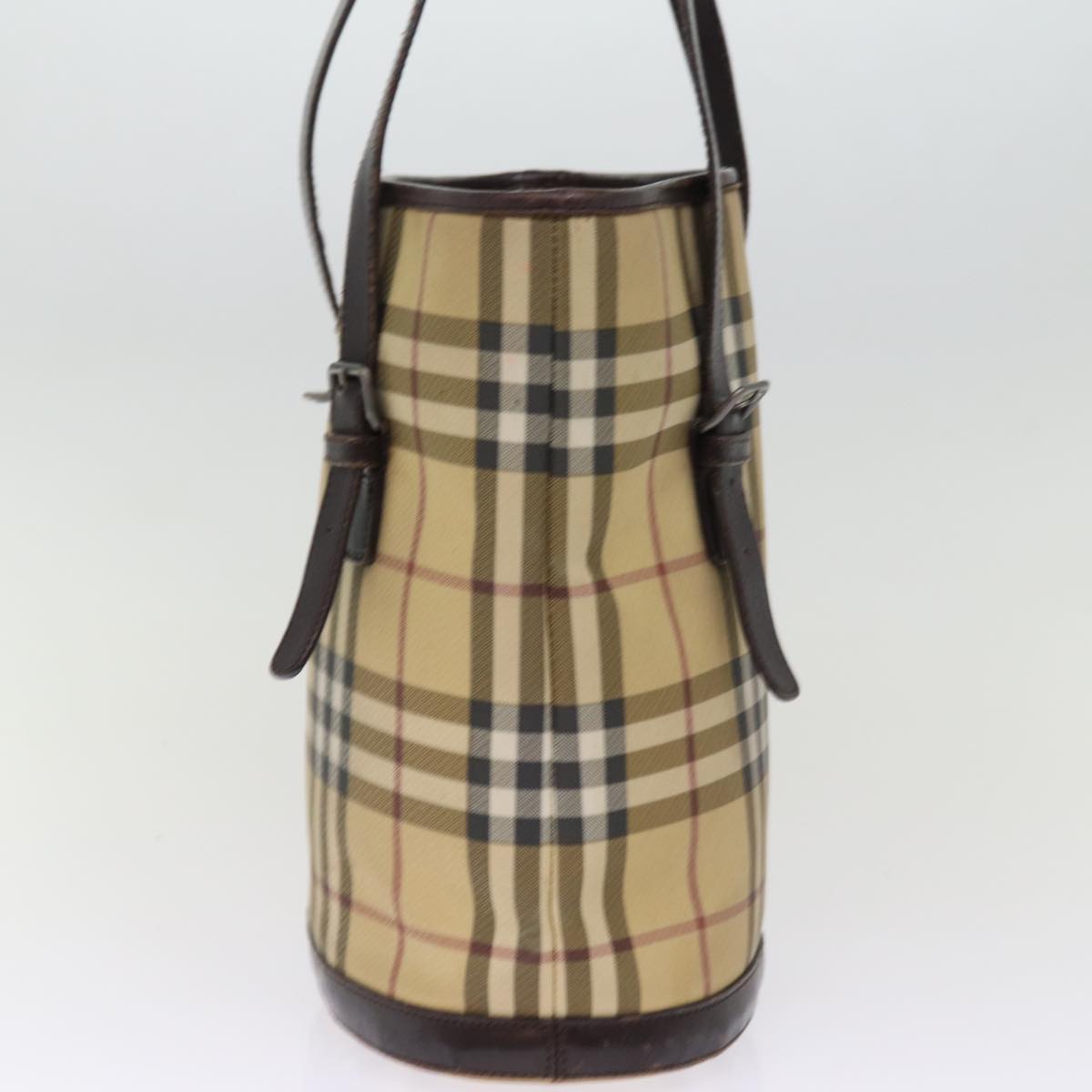 Luxury Burberry Nova Check Shoulder Bag Coated Canvas Beige Auth am6355