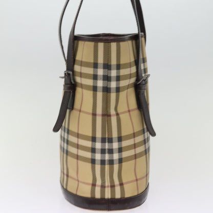 Luxury Burberry Nova Check Shoulder Bag Coated Canvas Beige Auth am6355