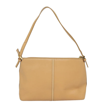Luxury Burberry Shoulder Bag Leather Beige Auth am6447