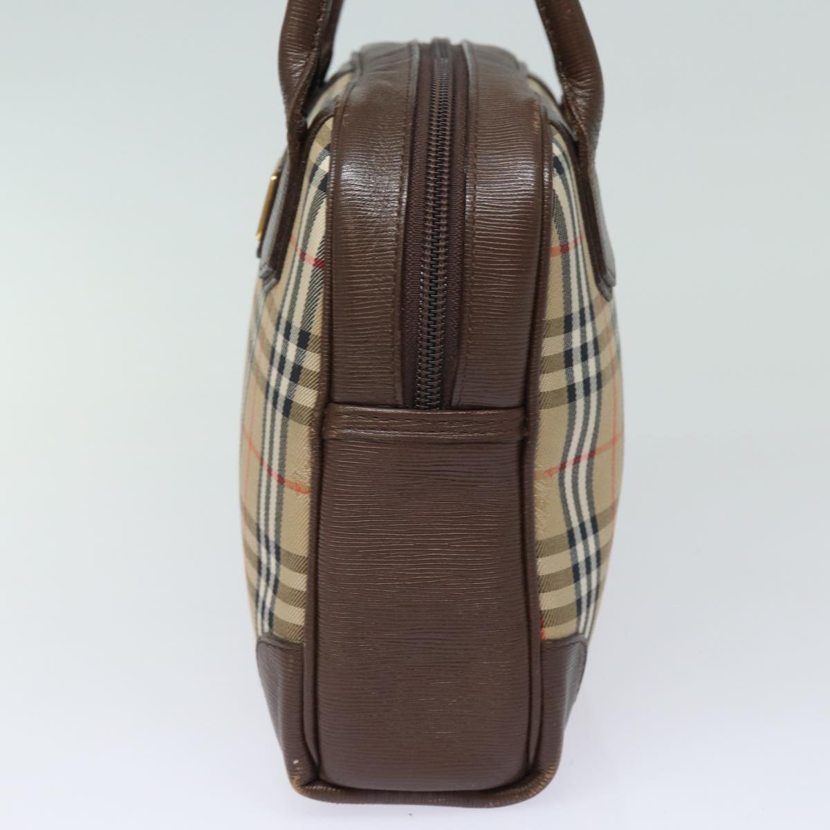 Luxury BurberrySs Nova Check Hand Bag Canvas Beige Auth am6463