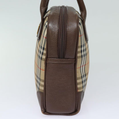 Luxury BurberrySs Nova Check Hand Bag Canvas Beige Auth am6463