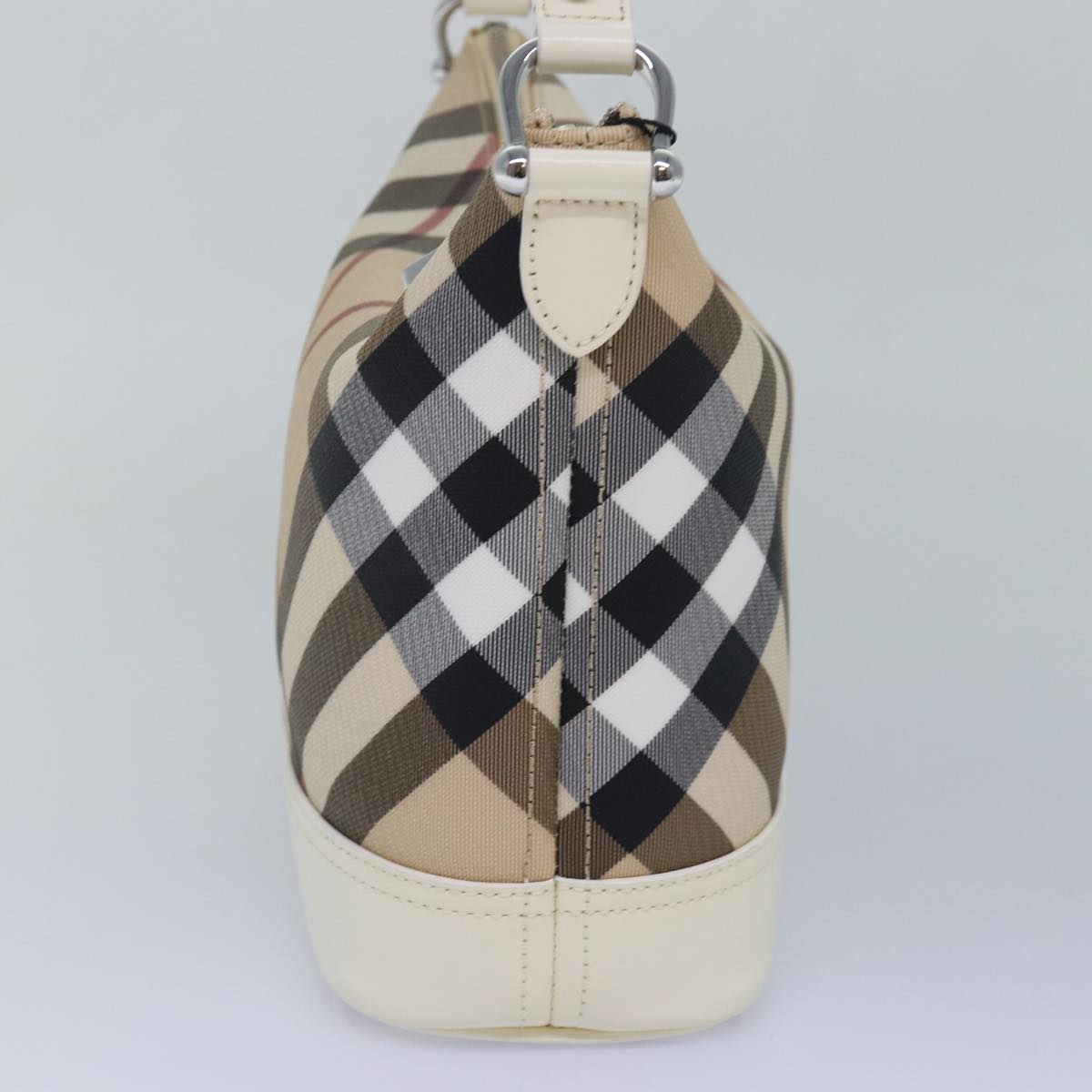 Luxury Burberry Nova Check Shoulder Bag PVC Leather Beige Auth am6477A