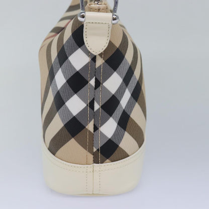 Luxury Burberry Nova Check Shoulder Bag PVC Leather Beige Auth am6477A