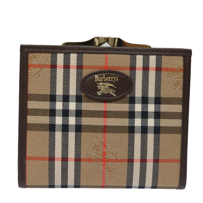 Luxury BurberrySs Nova Check Wallet Canvas Beige Auth am6671
