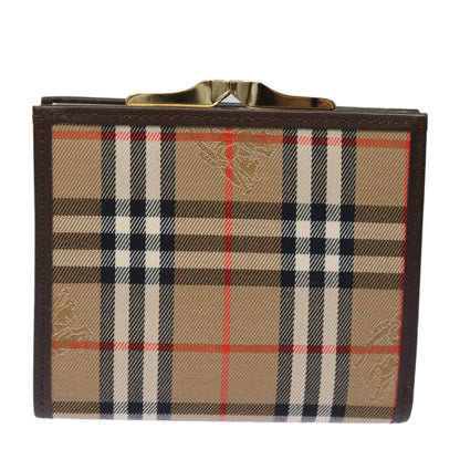 Luxury BurberrySs Nova Check Wallet Canvas Beige Auth am6671