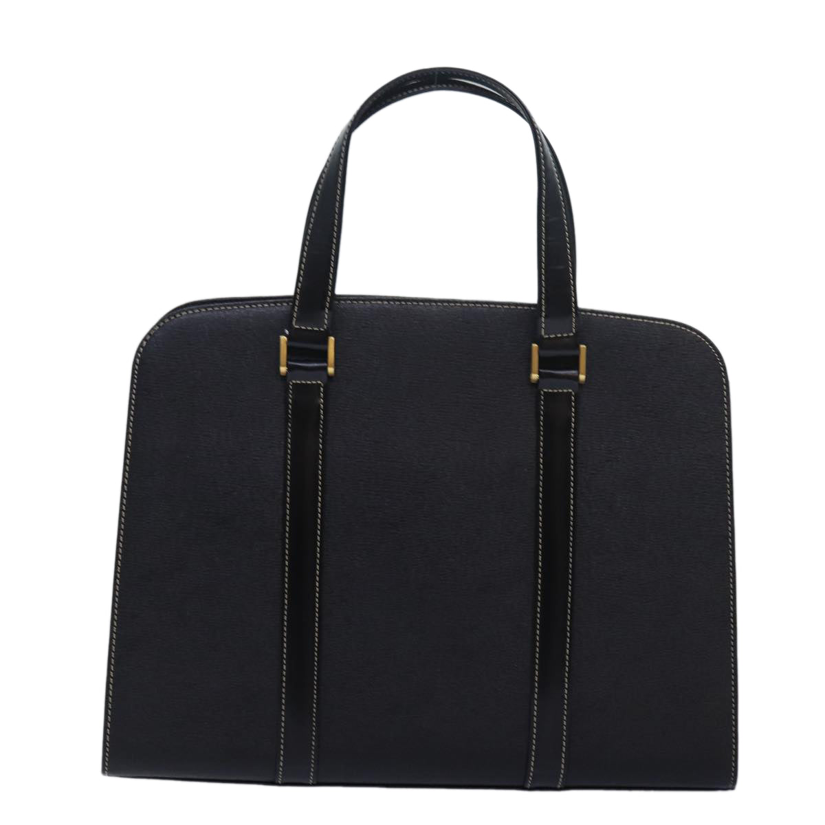 Luxury BurberrySs Hand Bag Leather Black Auth am6686