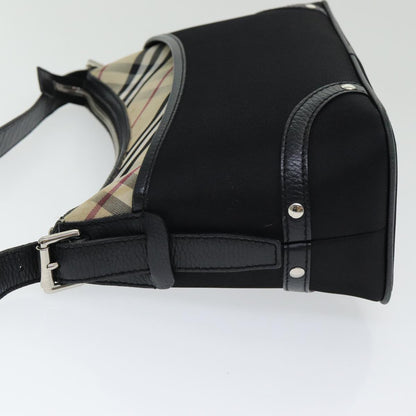 Luxury Burberry Nova Check Shoulder Bag Nylon Black Beige Auth am6696