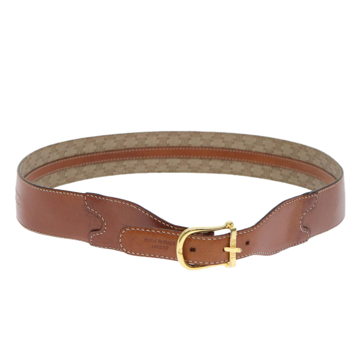 Luxury CELINE Macadam Canvas Belt 31.5"" Beige  ar10052B