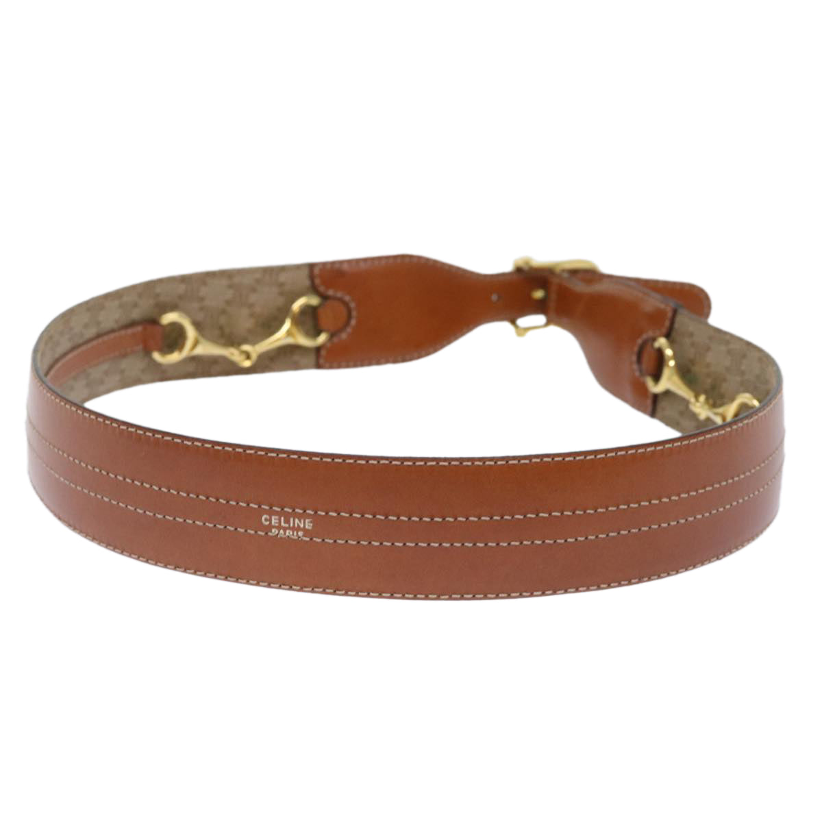 Luxury CELINE Macadam Canvas Belt 31.5"" Beige  ar10052B