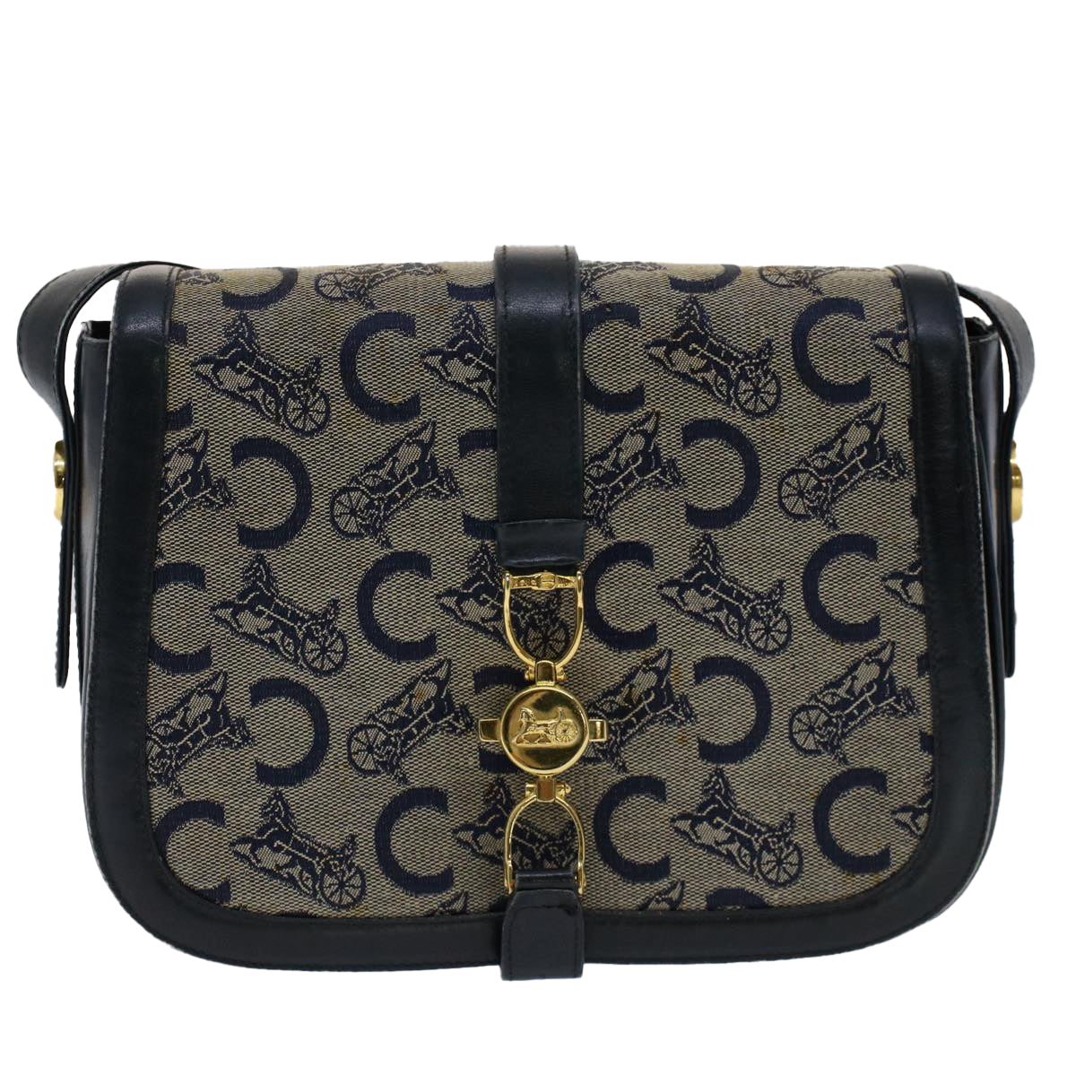 Luxury CELINE C Macadam Canvas Shoulder Bag Navy  ar10062