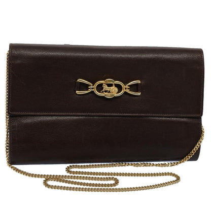Luxury CELINE Horse Carriage Chain Wallet Leather Brown  ar10223