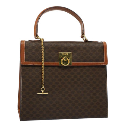 Luxury CELINE Macadam Canvas Hand Bag PVC Leather Brown  ar10248