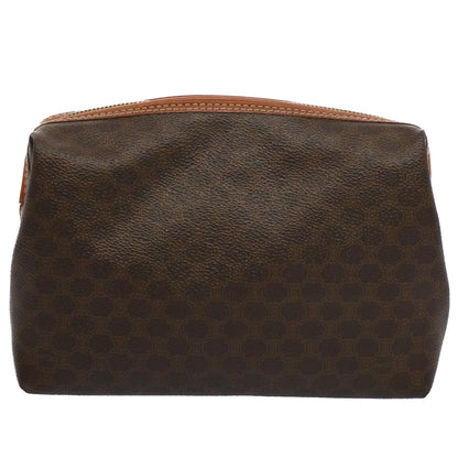 Luxury CELINE Macadam Canvas Pouch PVC Leather Brown  ar10296