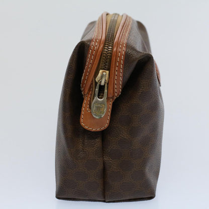 Luxury CELINE Macadam Canvas Pouch PVC Leather Brown  ar10296