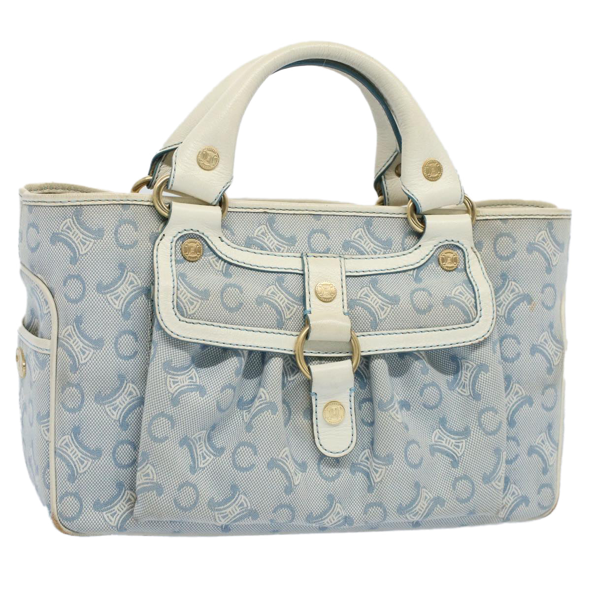 Luxury CELINE Paris Macadam Canvas Boogie Bag Hand Bag Light Blue  ar10376B