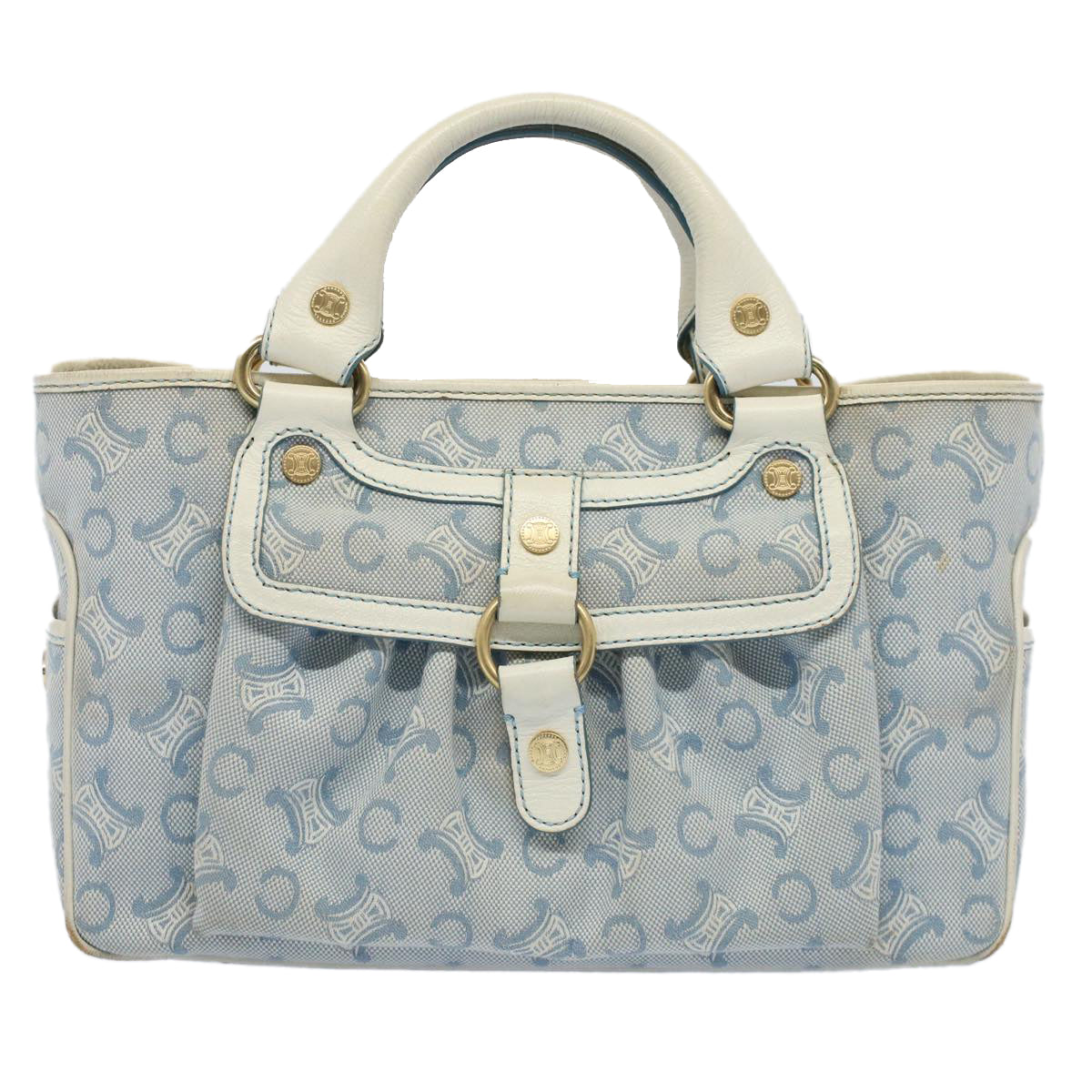 Luxury CELINE Paris Macadam Canvas Boogie Bag Hand Bag Light Blue  ar10376B