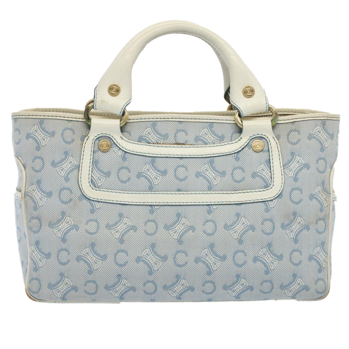 Luxury CELINE Paris Macadam Canvas Boogie Bag Hand Bag Light Blue  ar10376B