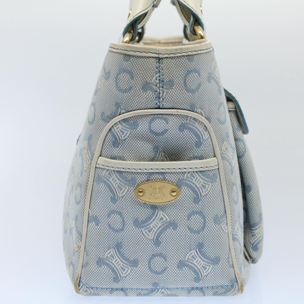Luxury CELINE Paris Macadam Canvas Boogie Bag Hand Bag Light Blue  ar10376B