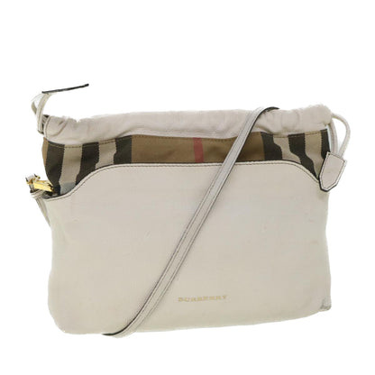 Luxury Burberry Nova Check Shoulder Bag Leather Beige Auth ar10452
