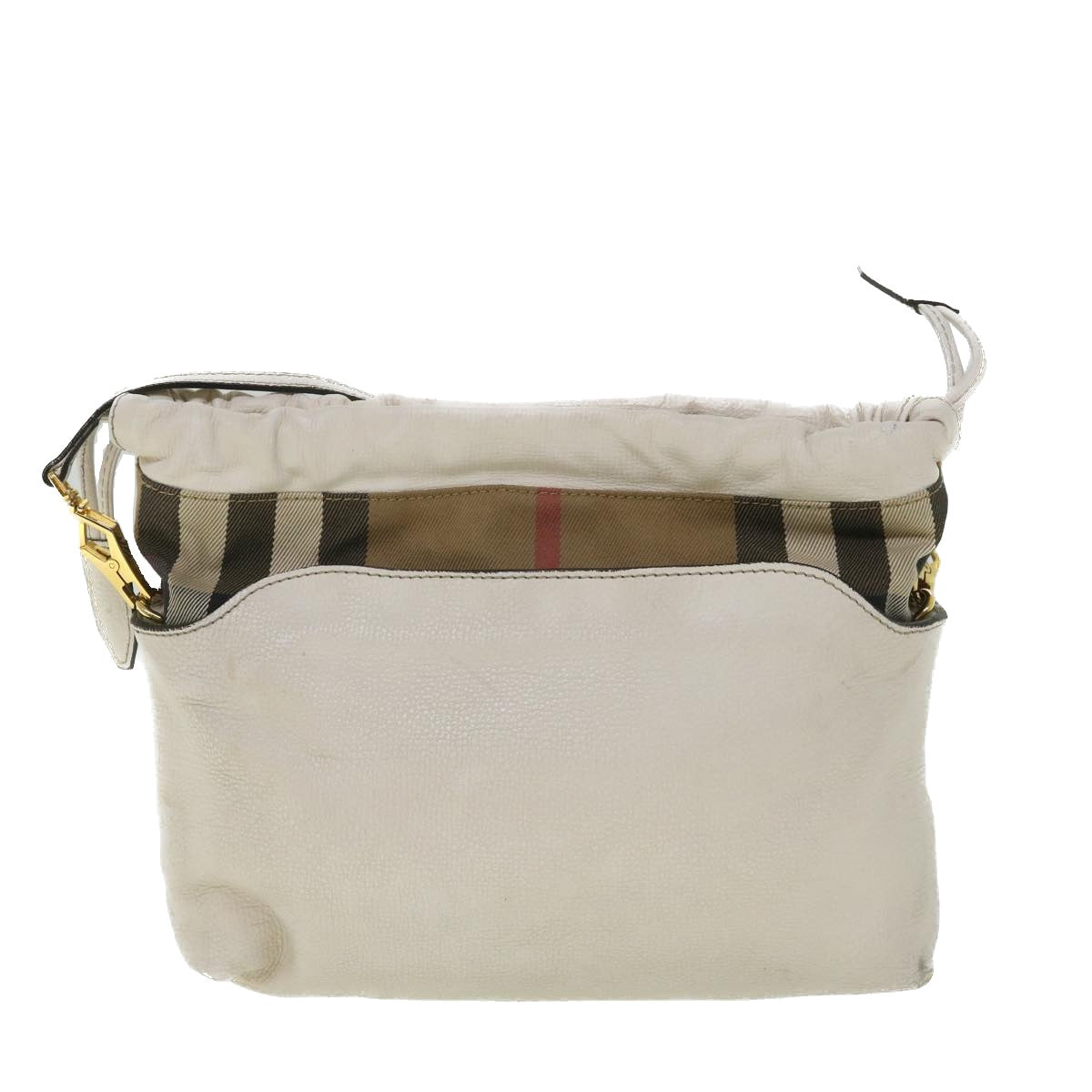 Luxury Burberry Nova Check Shoulder Bag Leather Beige Auth ar10452