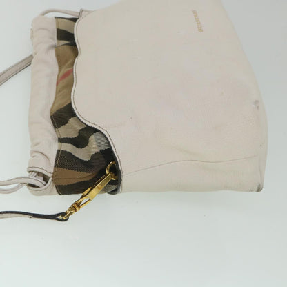 Luxury Burberry Nova Check Shoulder Bag Leather Beige Auth ar10452