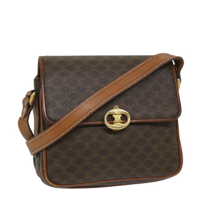Luxury CELINE Macadam Canvas Shoulder Bag PVC Leather Brown  ar10469
