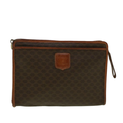 Luxury CELINE Macadam Canvas Clutch Bag PVC Leather Brown  ar10696