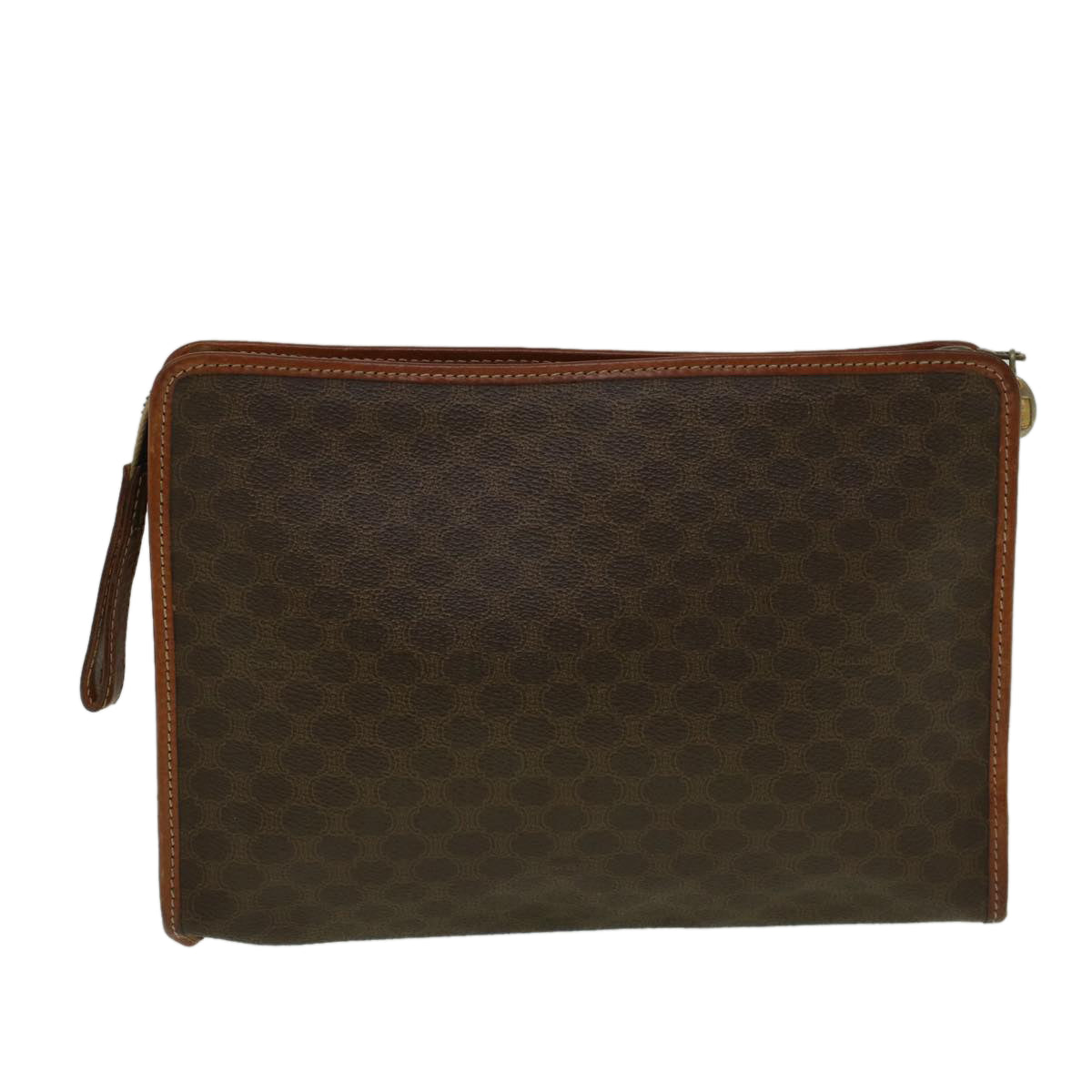 Luxury CELINE Macadam Canvas Clutch Bag PVC Leather Brown  ar10696
