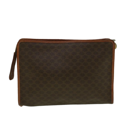 Luxury CELINE Macadam Canvas Clutch Bag PVC Leather Brown  ar10696