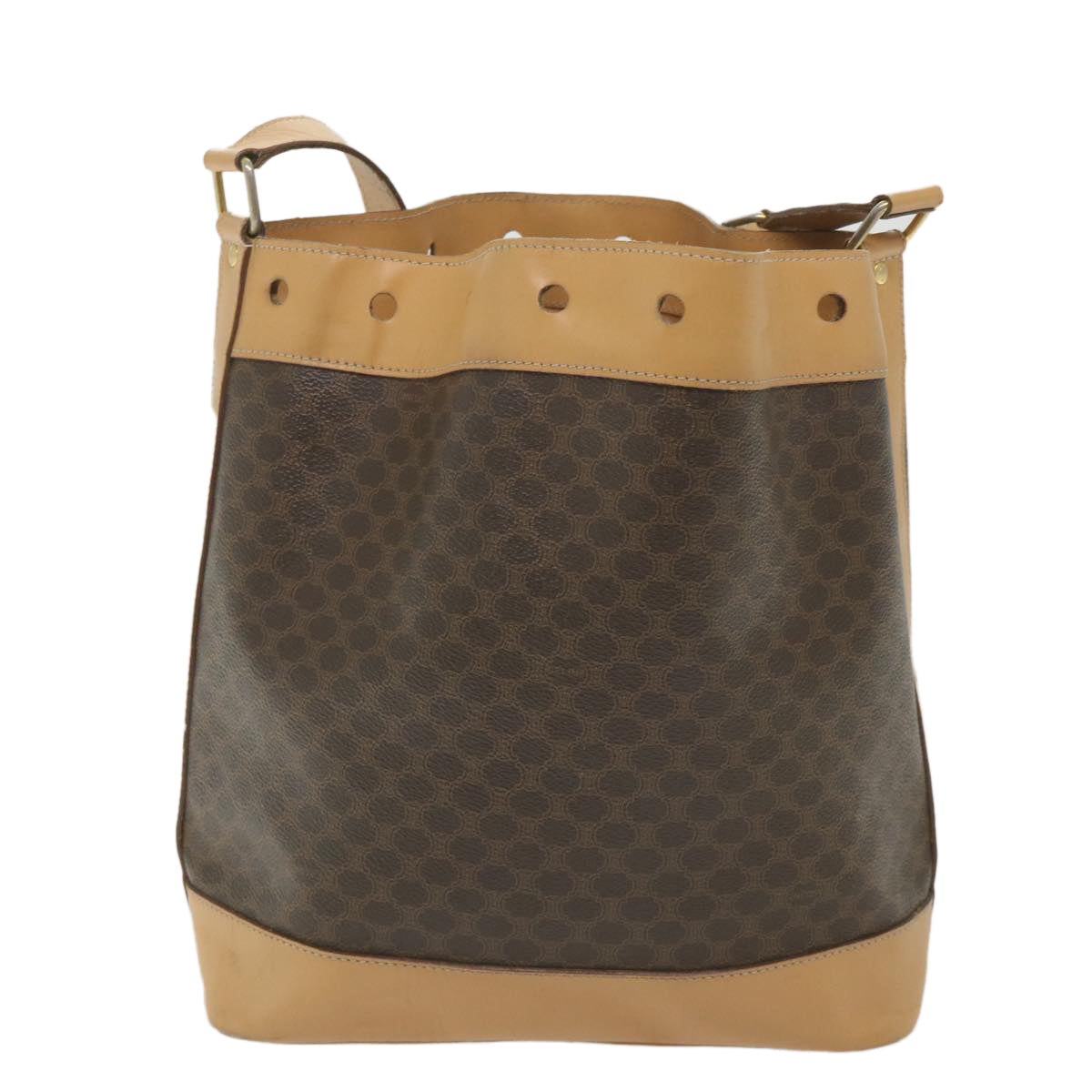 Luxury CELINE Macadam Canvas Shoulder Bag PVC Leather Brown  ar10788