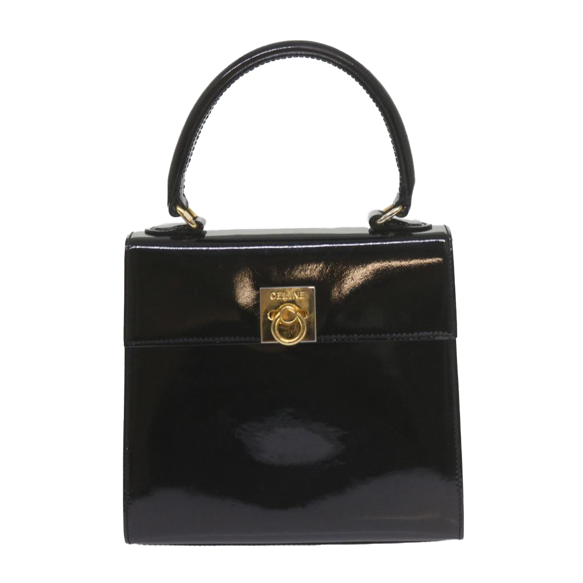 Luxury CELINE Hand Bag Patent leather 2way Black  ar10948B