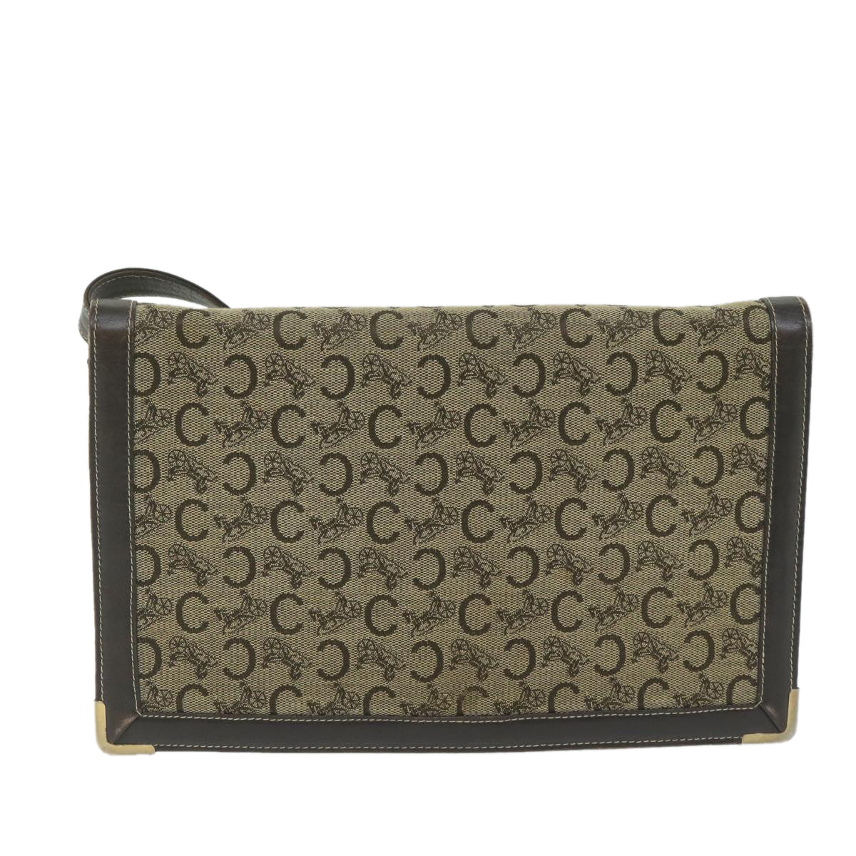 Luxury CELINE C Macadam Canvas Shoulder Bag Beige  ar11080