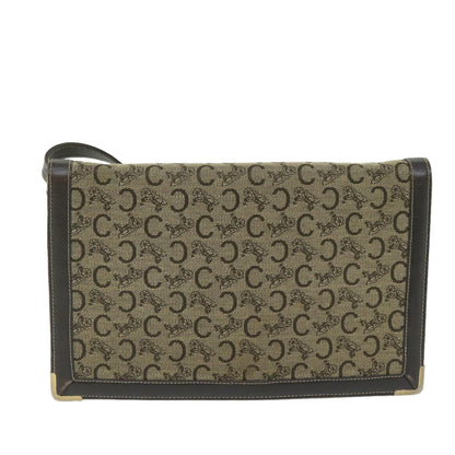 Luxury CELINE C Macadam Canvas Shoulder Bag Beige  ar11080